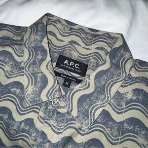 A.P.C. Blue Casual Button Down Shirt with Abstract Marbled Design